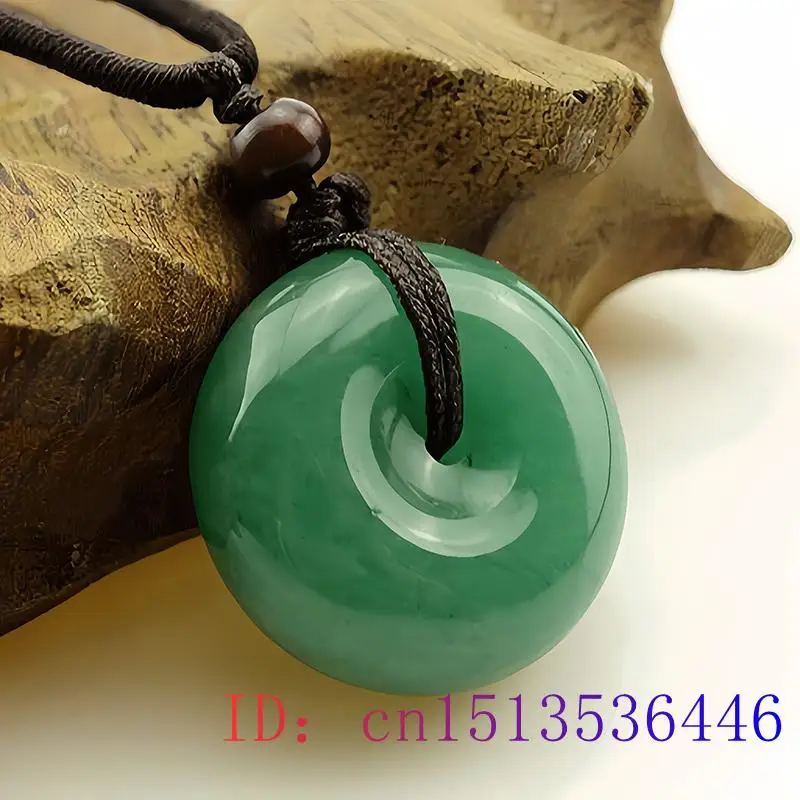 Groene Echte Jade Donut Hanger Ketting Edelsteen Chinese Steen Accessoires Natuurlijke Nefriet Mannen Geschenken Voor Vrouwen Gesneden Sieraden