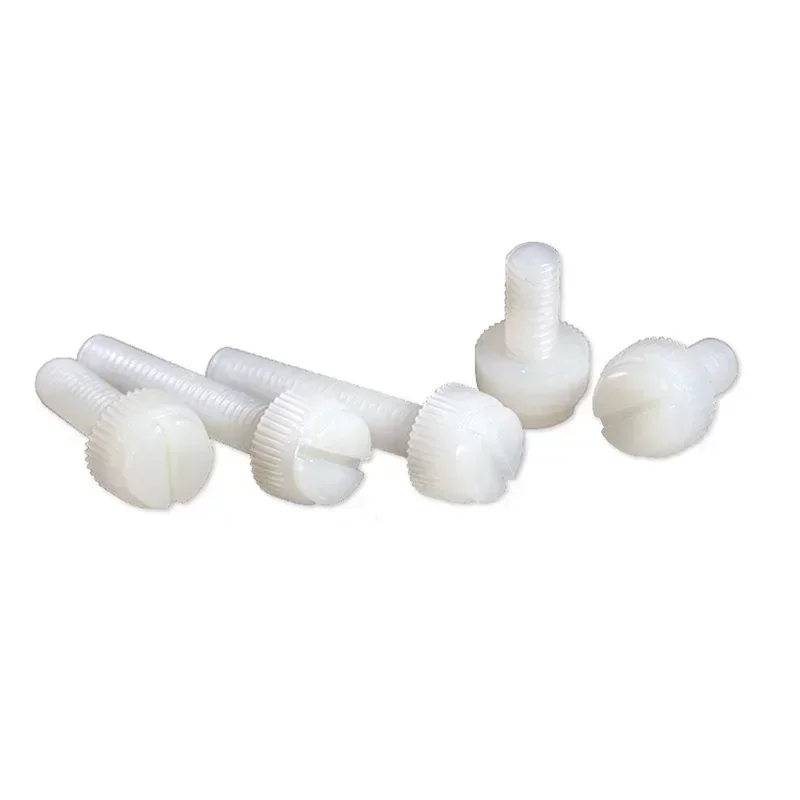 yes1000PCS M4x6 to 30MM Anti Rusted White Nylon Knurl Hand Screw Computer Insulation Bolts Slotted Tighten Thumb Screw