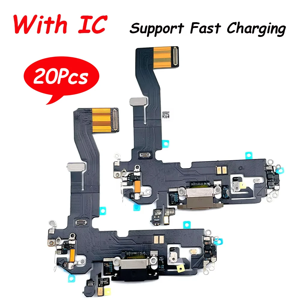 20Pcs，USB With Micro Charging Port Charger Dock Flex Cable With IC Microphone Board For IPhone 12 Pro Max / 12 Mini