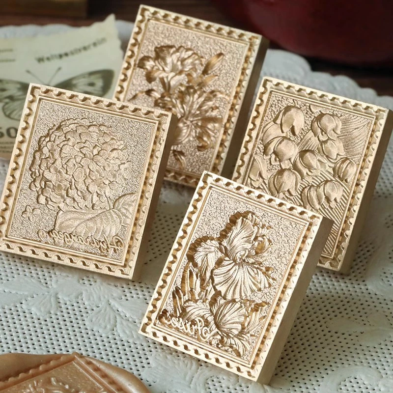 3D Hydrangea Iris Flower Wax Seal Stamp DIY Lily of The Valley Matte Stamp for Envelope Card Collection Decor Hobby Gift Crafts