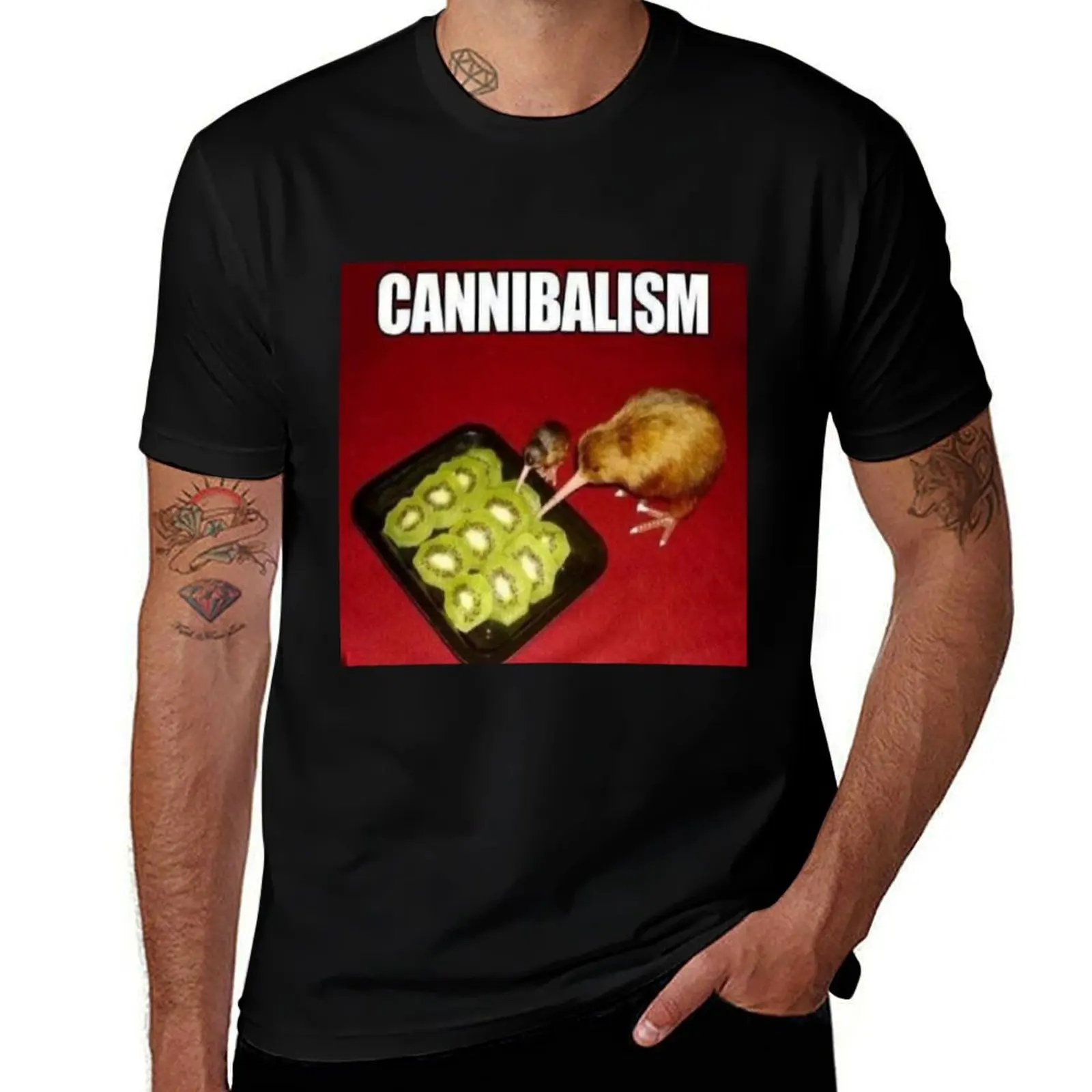 

a Kiwi bird eating kiwi fruit cannibalism T-Shirt luxury designer vintage clothes men tshirt