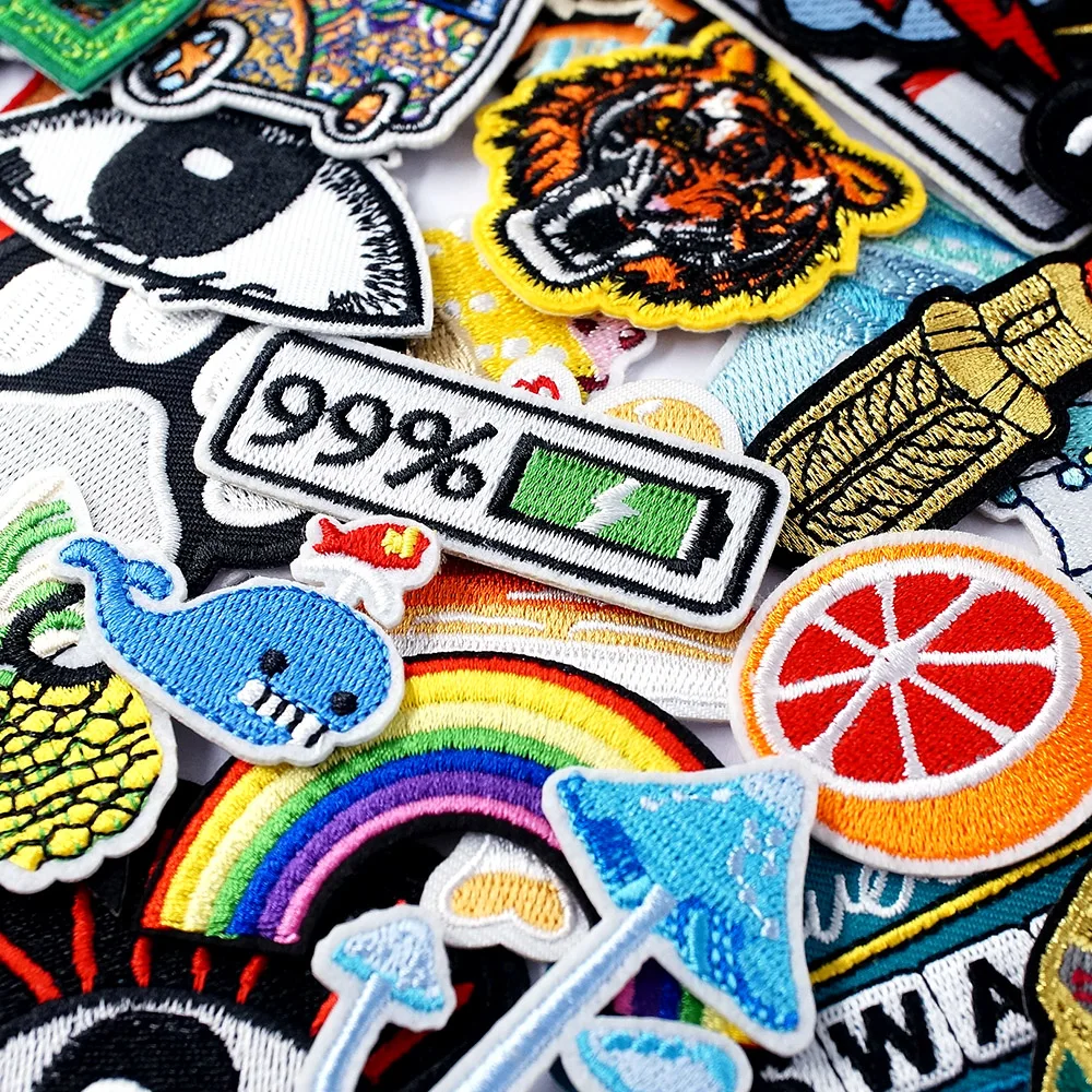 Grzyb parasol oko błyskawica łatki odznaki łatka haftowana aplikacja akcesoria do naszycia naprasowania na odzieży dekoracyjny pomarańczowy