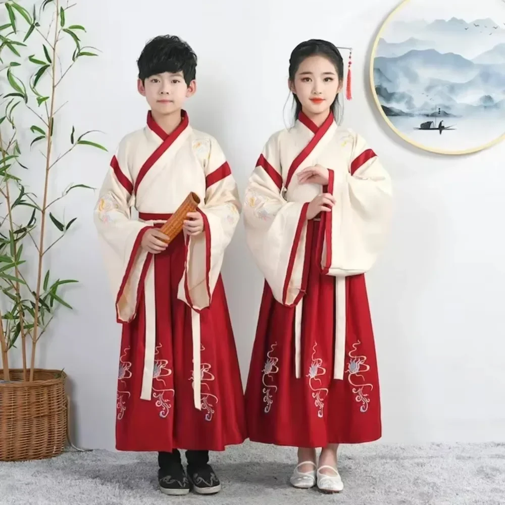 Cosplay Outfit Stage Boy Tops Skirt Suit Kids Clothes Children Costume Chinese Traditional Dress Set Halloween Baby Girl Hanfu