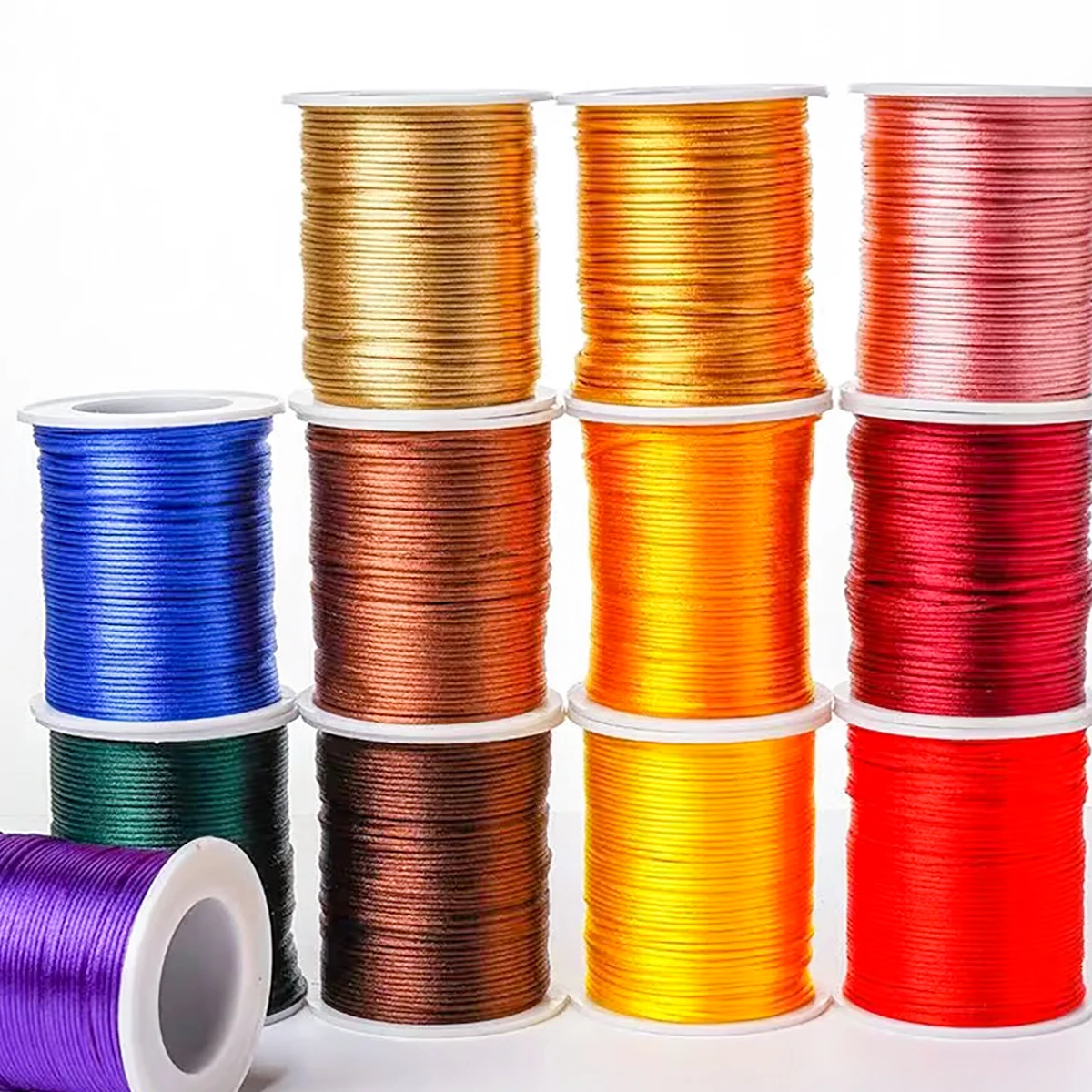 10M-100M/lot 2.5mm Colorful Nylon Black Rattail Satin Chinese Knotting Silk Macrame Cord Beading Braided Shamballa String Thread