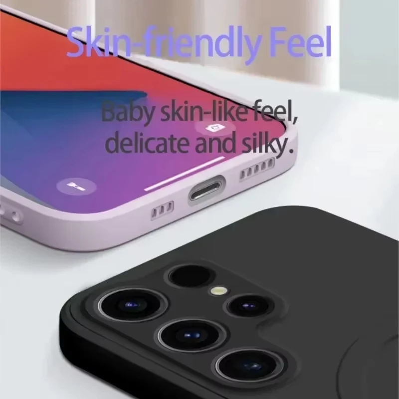 Für Samsung Galaxy S26 S25 S24 S23 S22 S21 Ultra Plus FE Matte Silikonhülle für Magsafe Wireless Charge Stoßfeste Rückabdeckung
