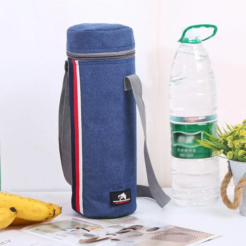 - 2L Portable Oxford Cloth Circular Insulated Bottle Cooler Bags Camping Accessories Insulated Water Bottle Bag -