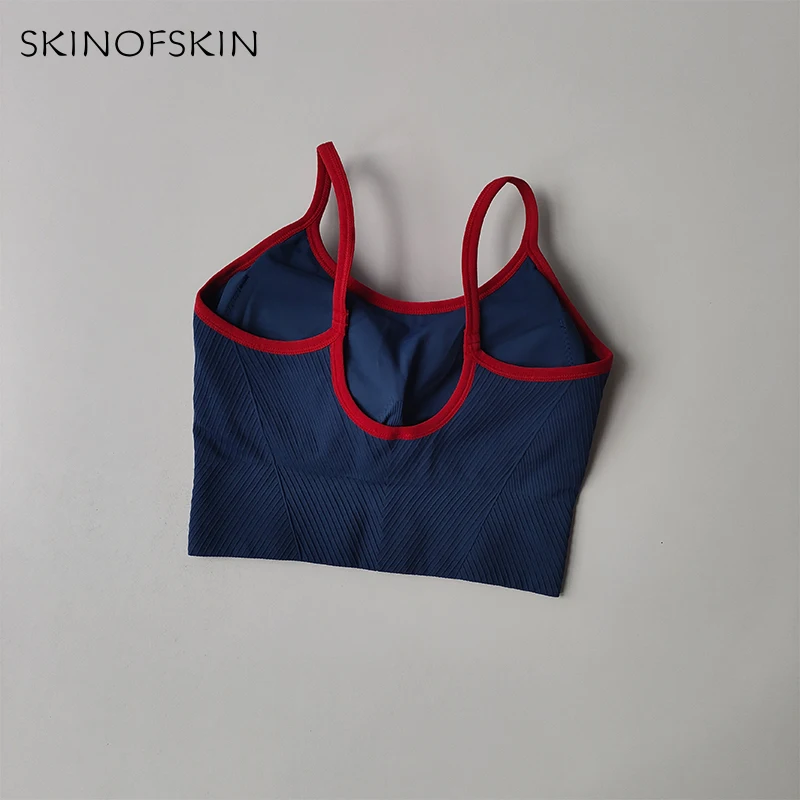 Farbblockierender kleiner Sport-BH mit Trägern für Damen, festem Körbchen, Fitness-BH, Lauf-BH, Beschleunigungs- und Trockentrainings-Yoga-Oberbekleidung – Detail 15