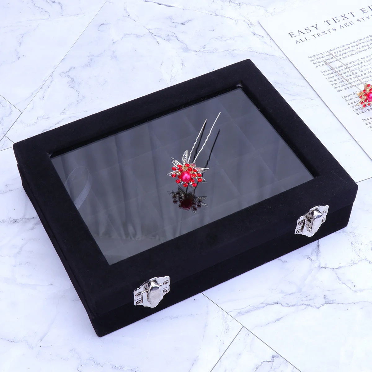 

Ear Studs Storage Box Black Wooden Jewelry Organizer Transparent Cover Portable Grids Display Case For Rings Necklace