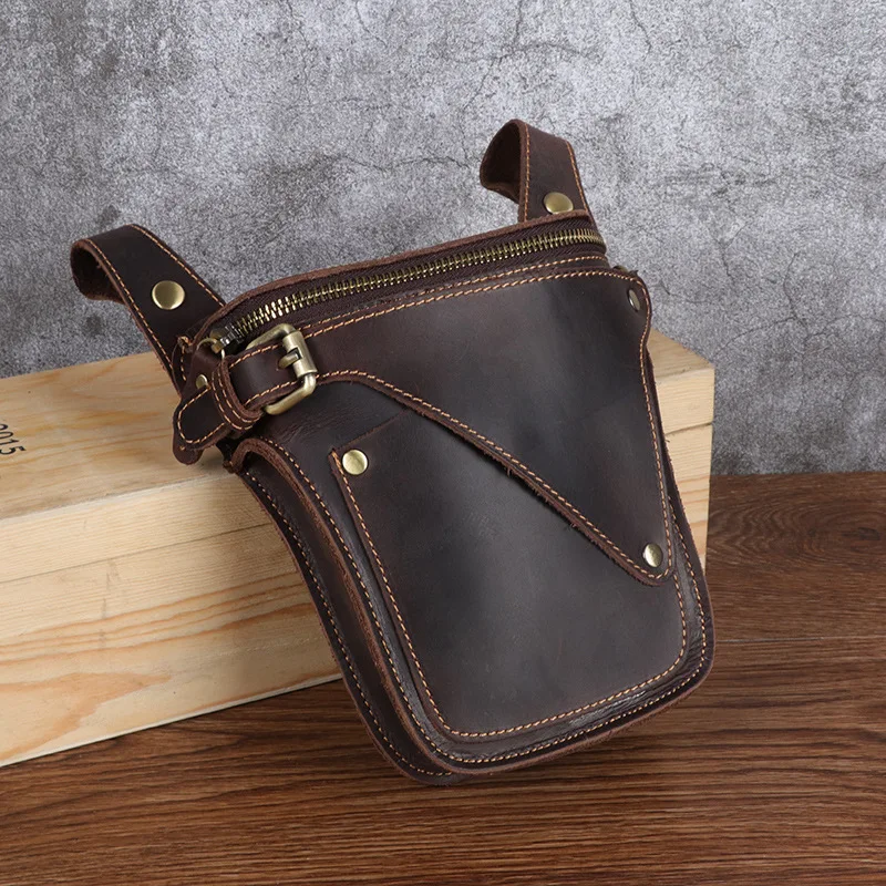 NEW For Men Genuine Leather Belt High Vintage Men\'s Motorcycle Waist Pack Male Hip Fanny Packs Bag belt bag bolsos hombre sac 가방