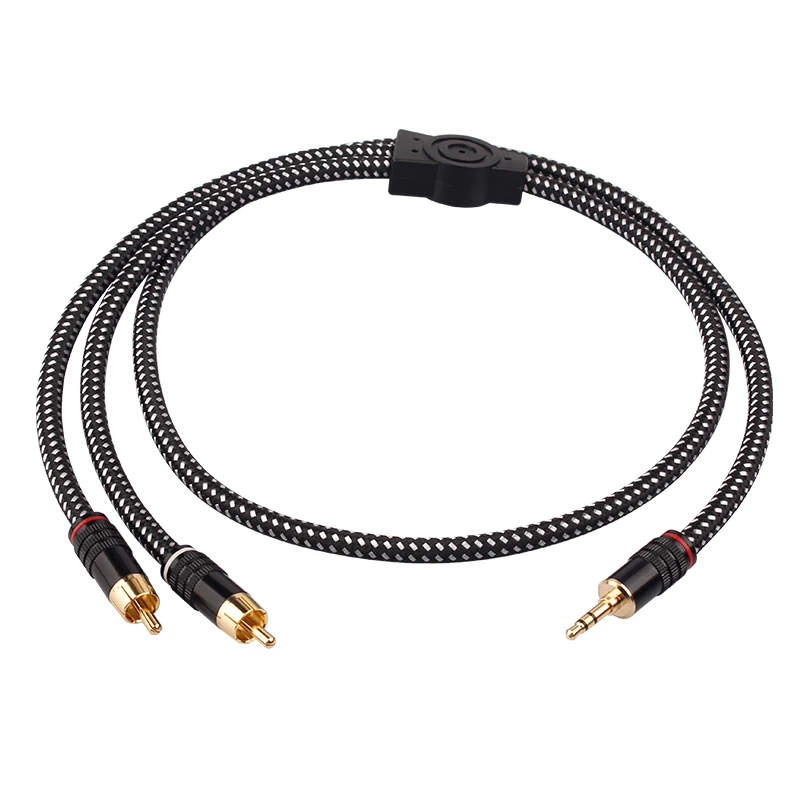 YYAUDIO HIFI 6N OFC Conduct 3.5mm to 2RCA Audio Cable Gold plated Plug 3.5mm Jack for Speaker Decoder Amplifiers