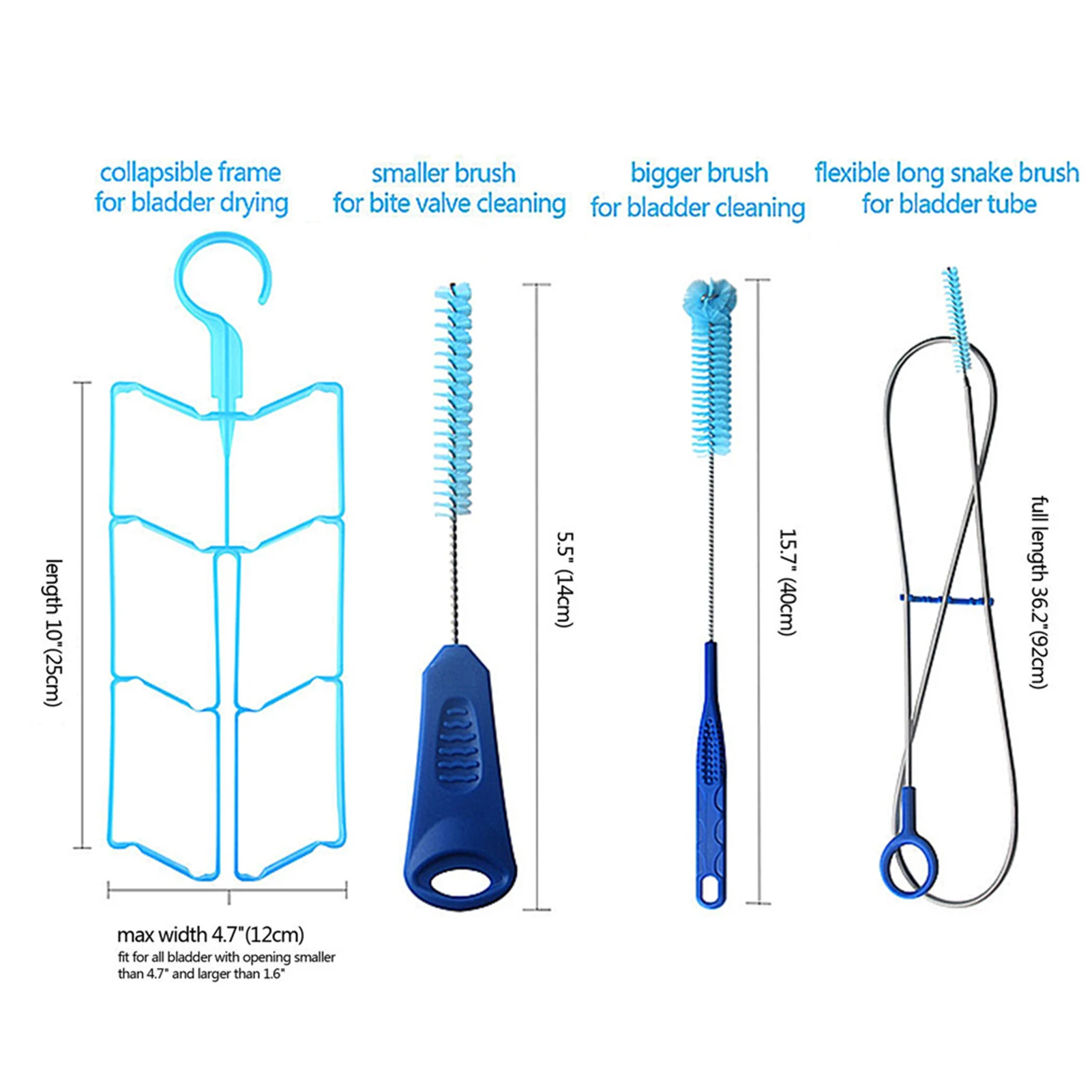 4 In 1 Outdoor Water Hydration Bladder Cleaning Brush Kit With Drying Rack Portable Drinking Water Bag Cleaning Tool Water Tank