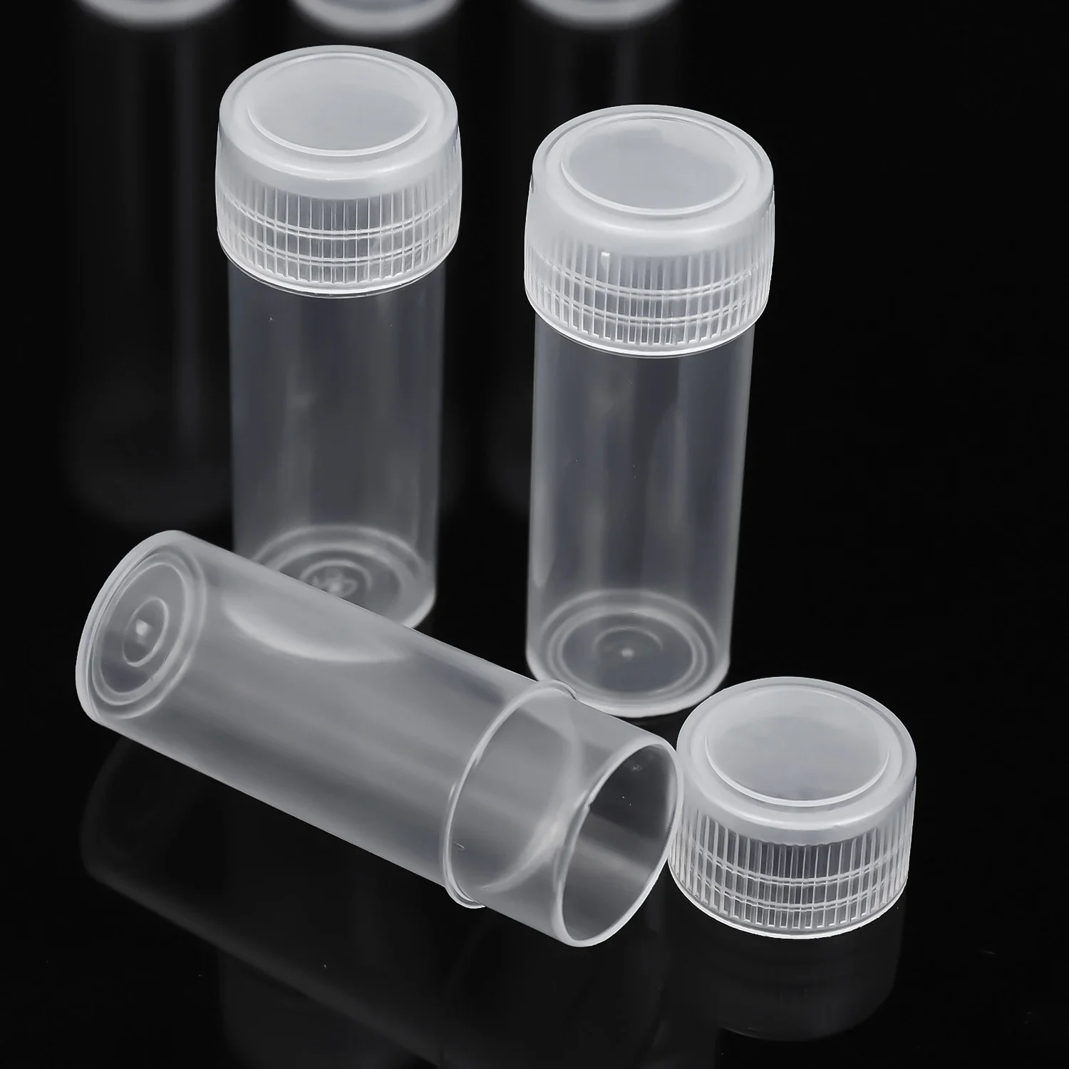 ミニクリアプラスチックボトル 5/7ML 試験管 収納バイアル 蓋付きジャー ビーズ パウダー 錠剤 液体容器 トラベルボトル