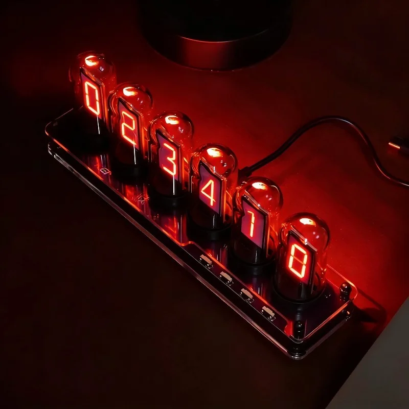 Lighting Table Clocks IPS Bedroom Arc Tube Crystal Variable Clock Electronic Numbers Clock Tabletop Retro Exquisite Home Decor