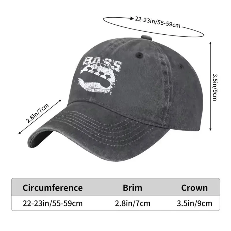 Exquisite Bass Guitar Washed Baseball Cap, Adjustable Buckle