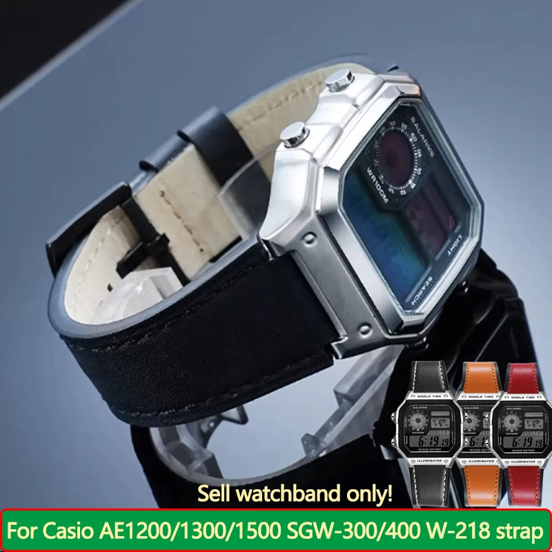 

Новый мягкий браслет из воловьей кожи 18 мм для Casio AE1200/1300/1500 SGW-300/400 W-218, ремешок для часов из воловьей кожи, 10 цветов