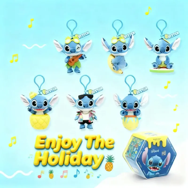 Stitch profiter de la série de vacances boîte aveugle mystère Kawaii figurine en peluche pendentif sac à dos Anime poupée périphérique jouets à la mode cadeau amusant