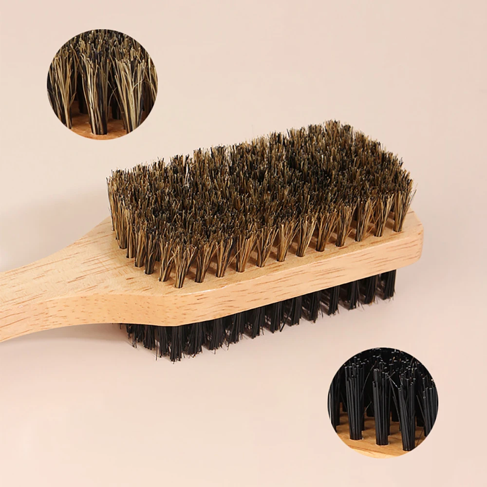 1PC Men Boar Bristle Hair Brush S/M/L Natural Wooden Wave Brush for Male Beard Hairbrush Dual-purpose Double-sided Beard Brush