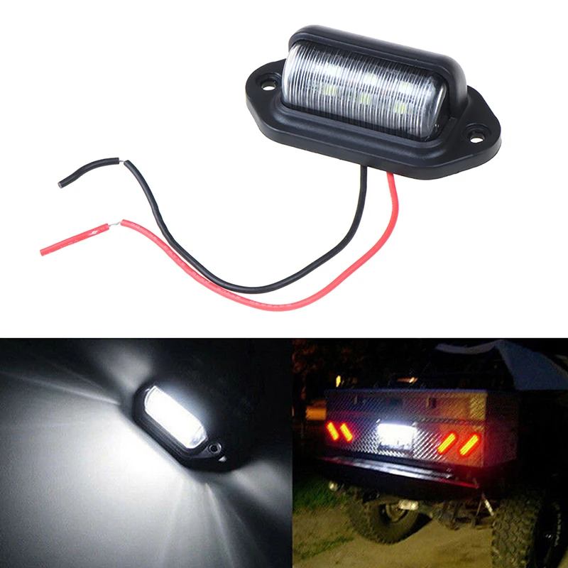 1Pc Waterproof 6 LED 12V License Plate Light Car Boat Truck Trailer Step Lamp Car Accessories