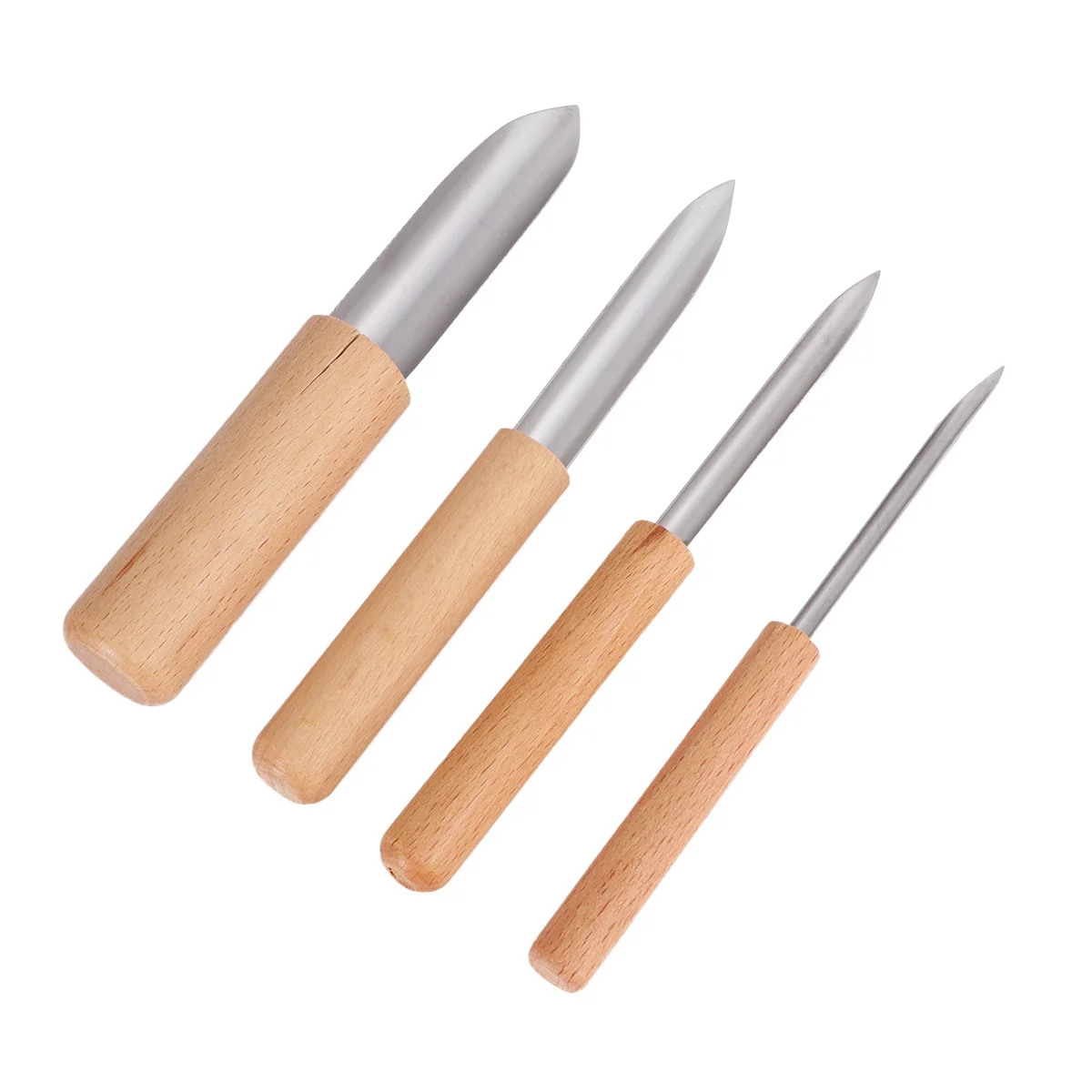 ชุดเครื่องมือปั้นดินเผาโลหะขัดเงา 4 ชิ้น ด้ามไม้ สำหรับตัดรู งานเซรามิกผนังหนา แกะสลัก ปั้นเซรามิก