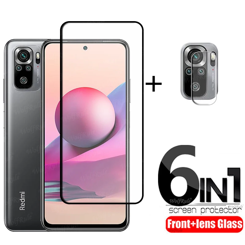 6-in-1 For Xiaomi Redmi Note 10S Glass For Redmi Note 10 S Full Cover Screen Protector Redmi Note 11 12 10 Pro Plus Lens Glass