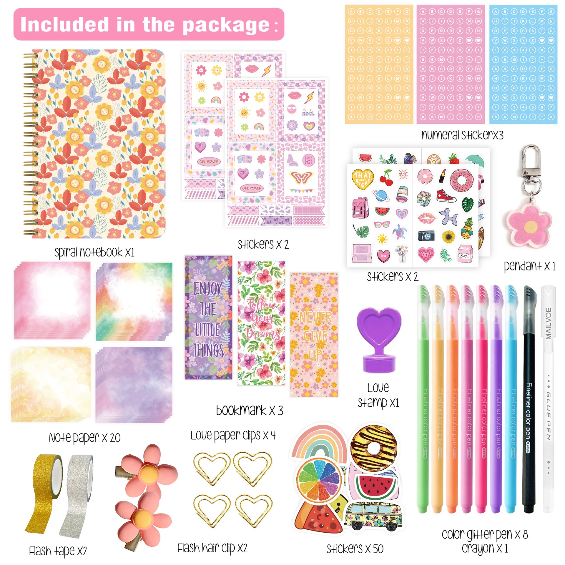 Flower Floral DIY Journal Set Scrapbook for Girls Kids Children Diary Notebook Writing Drawing Craft Stationery Birthday Gift