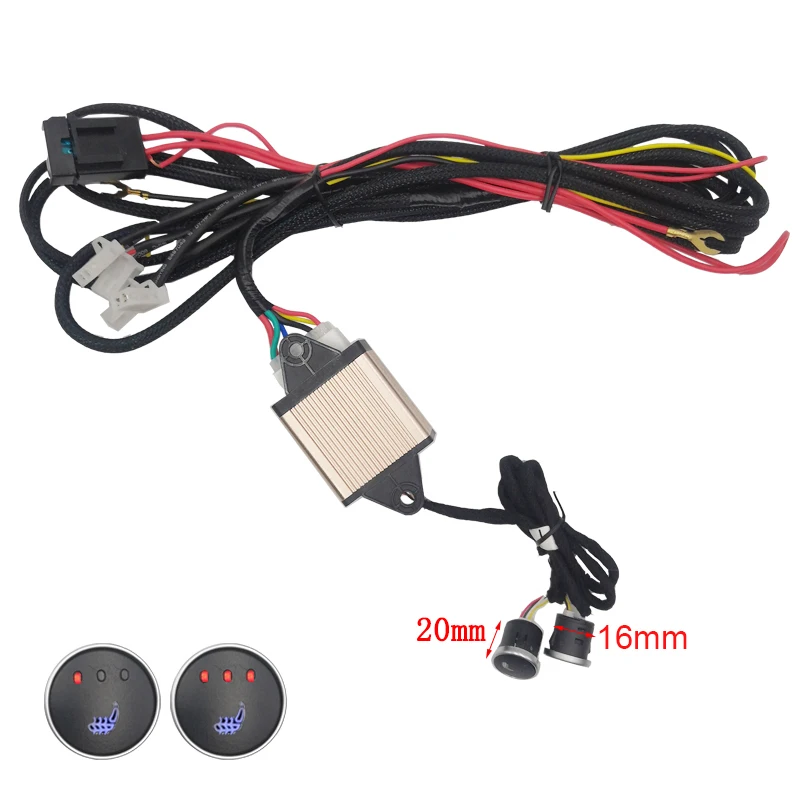 Built-in Car Seat Heater Kit Fit 2 Seats,Universal 12V Heating Pads Max 108W,3 Levels Square Dual Control Switch System
