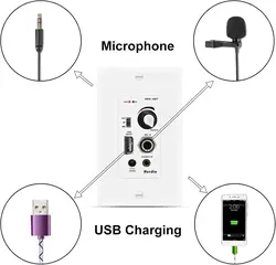 Herdio เครื่องขยายสัญญาณบลูทูธติดผนัง4ช่องสัญญาณควบคุมระดับเสียงแผ่นผนัง USB/AUX(3.5มม.) อินพุตเชื่อมต่อลำโพง4ตัวที่มีพลัง12V3A