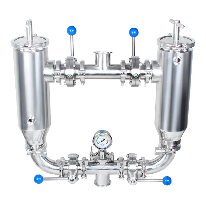 

DONJOY Sanitary Duplex Filter 1''-4'' Stainless Steel 304 316 EPDM Seal With Pressure Transmitter Dairy Beverage Pulps