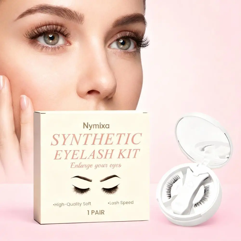 Juego de pestañas postizas magnéticas de estilo rizado, pestañas naturales reutilizables 3D sin pegamento, fáciles de usar para principiantes, pestañas amigables en viajes
