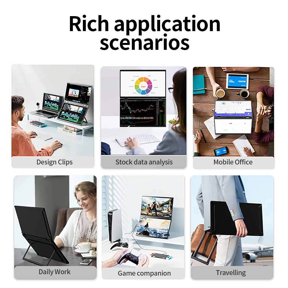 15.6-inch Dual Screen Portable  with High-definition Resolution Supporting Mobile Phones and Laptops