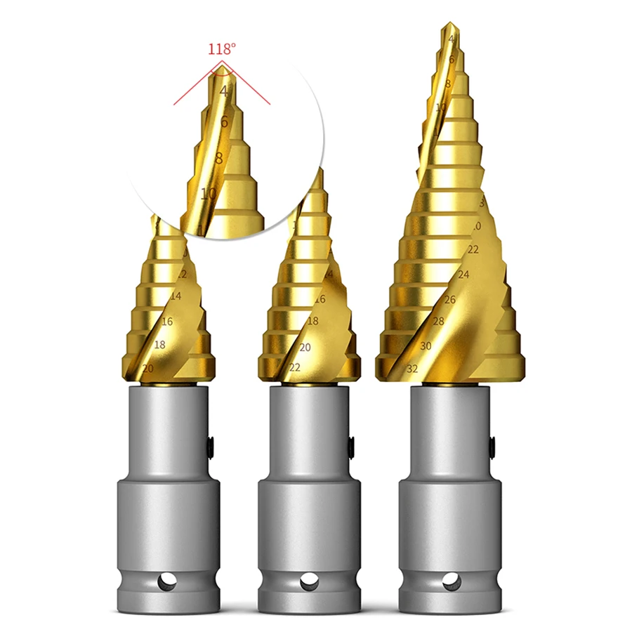 Pagoda drill bit third generation universal electric wrench special woodworking hole opener wind gun conversion head step drill