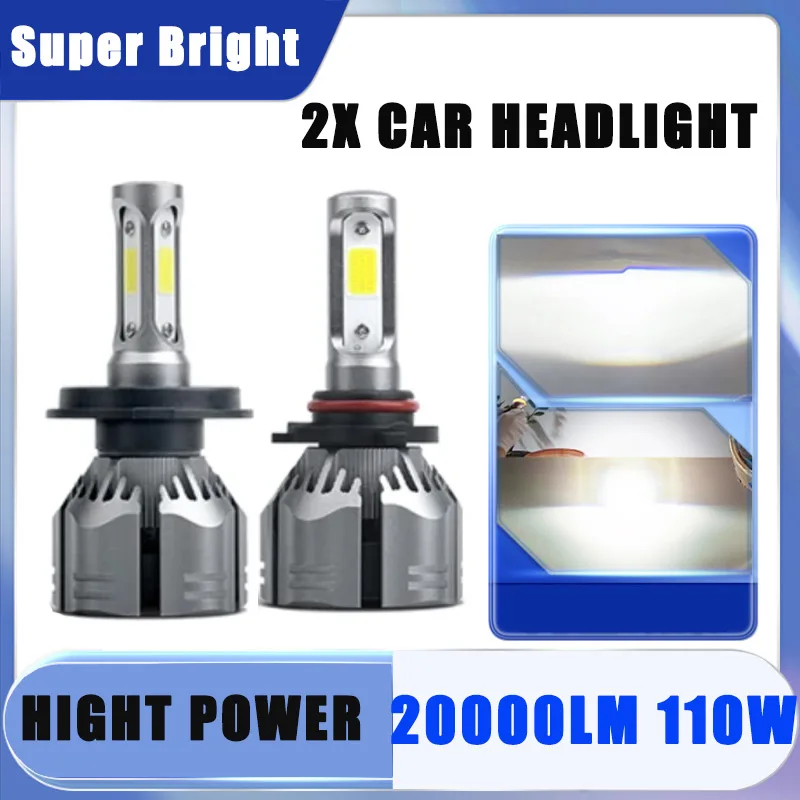 

2X Car Headlight H4 H1 H11 H3 H7 HB3 R11 20000LM 110W High Low Beam 9005/HB3 9006/HB4 Bulbs White 12V Led Lights Auto Fog Light