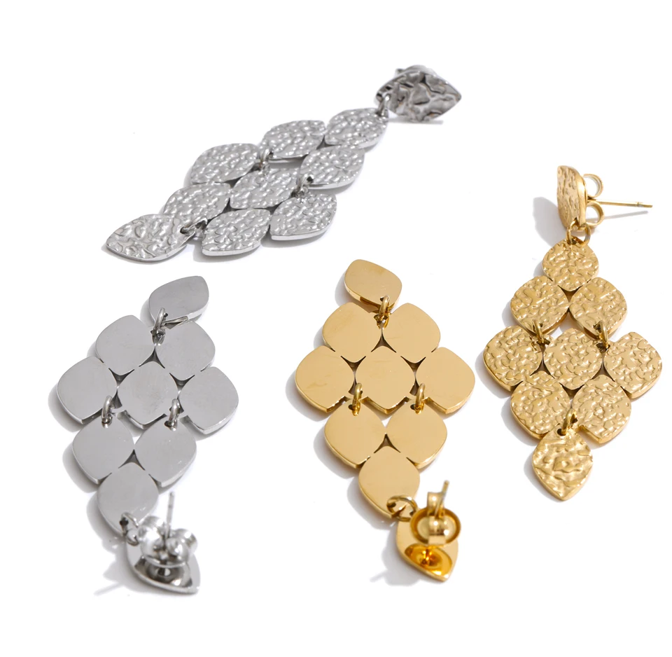 Yhpup Edelstahl Metall-Blatt Tropfen-Ohrringe PVD-Beschichtet Trendige Vintage Pflanzen Modern 2026 Schmuck für Frauen – Detail 3