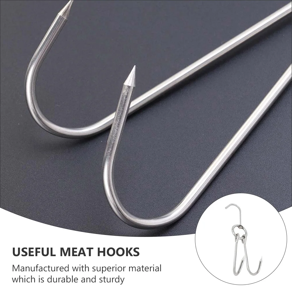 

10 Pcs Stainless Steel Roast Duck Hooks BBQ Meat Hooks High Hardness Temperature Resistance Practical Grill Accessories