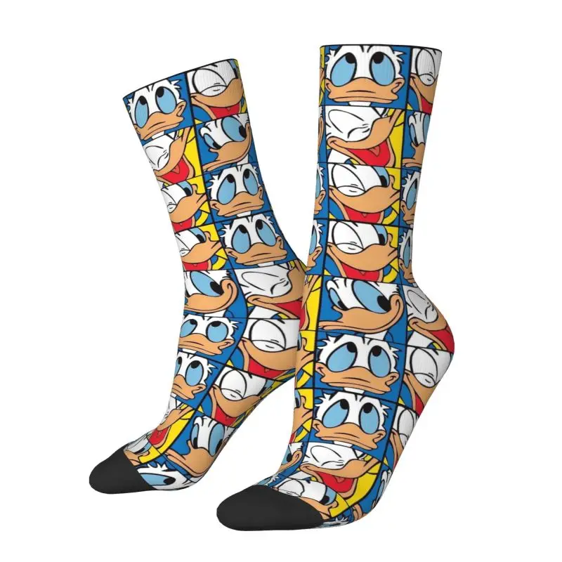 Chaussettes d'équipage de dessin animé Donald Duck pour hommes, figurines d'anime, mode unisexe, bandes dessinées, printemps, été, automne, hiver, robe