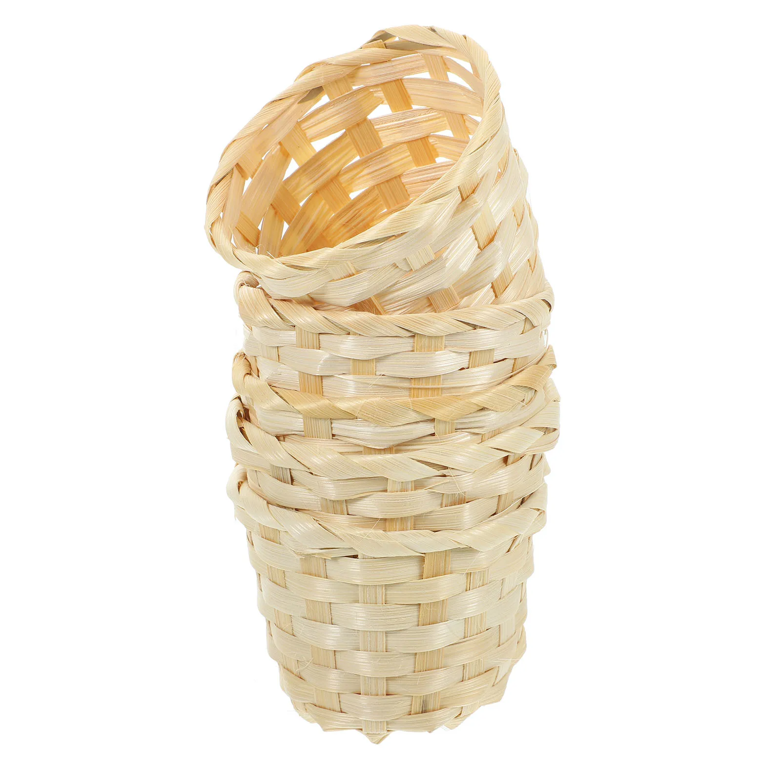 

5Pcs Woven Storage Basket Bamboo Fruit Container Reusable Eco-Friendly Serving Basket for Picnic Kitchen Dining Use
