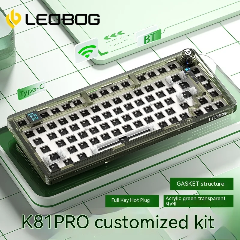 Imagem -02 - Pro Three Mode Kit Teclado Mecânico sem Fio Bluetooth com Fio Hot Swap Transparente Rgb Personalizado 75 Configuração Leobot-k81