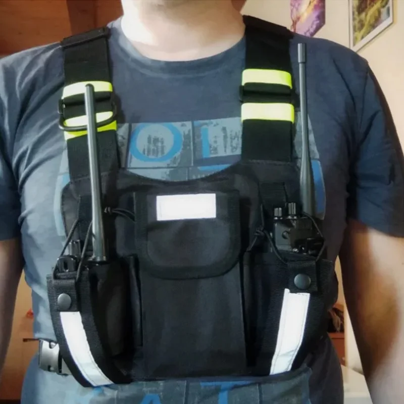 Borsa walkie-talkie in tessuto Oxford Gilet riflettente Borsa streetwear Marsupio tattico funzionale Borse pettorali unisex Zaino gilet
