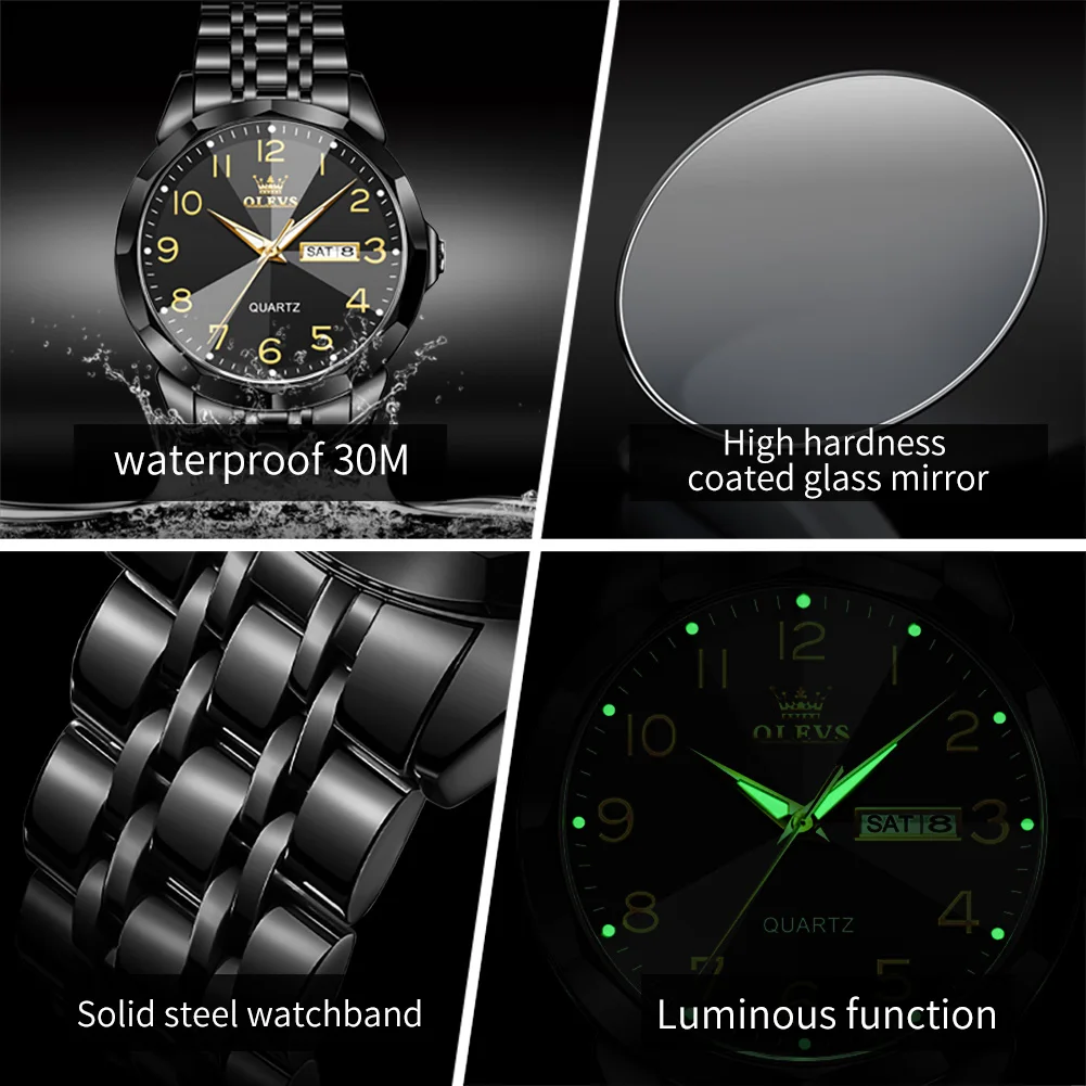 OLEVS 9970 Paaruhr, Luxusmarke, Original-Quarzuhr für Herren und Damen, Edelstahl, wasserdicht, Armbanduhr-Sets für Sie oder Ihn