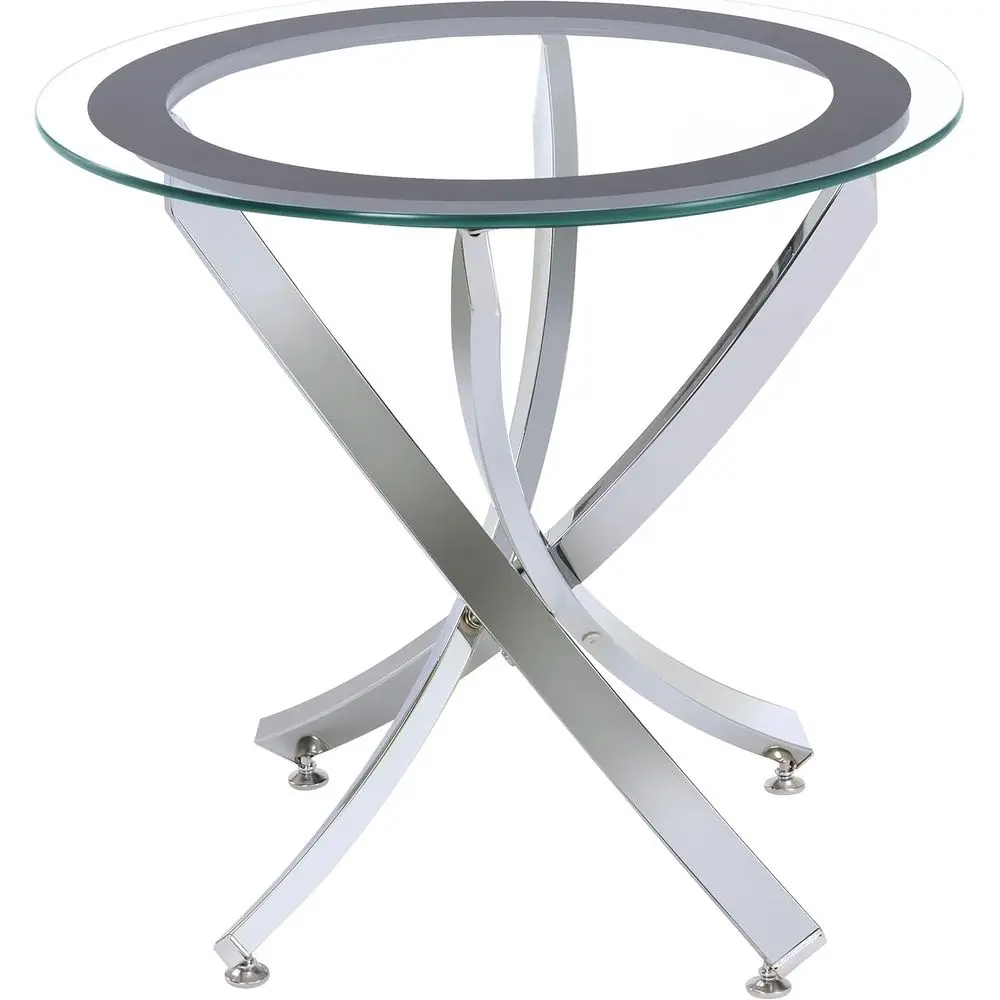 

Round Glass Top Side End Table with Chrome Metal Base