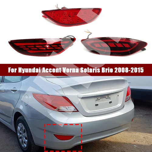 Para Hyundai Accent Verna Solaris Brio 2008-2015 luz LED de parachoques trasero Reflector trasero lámpara antiniebla de freno señal de giro