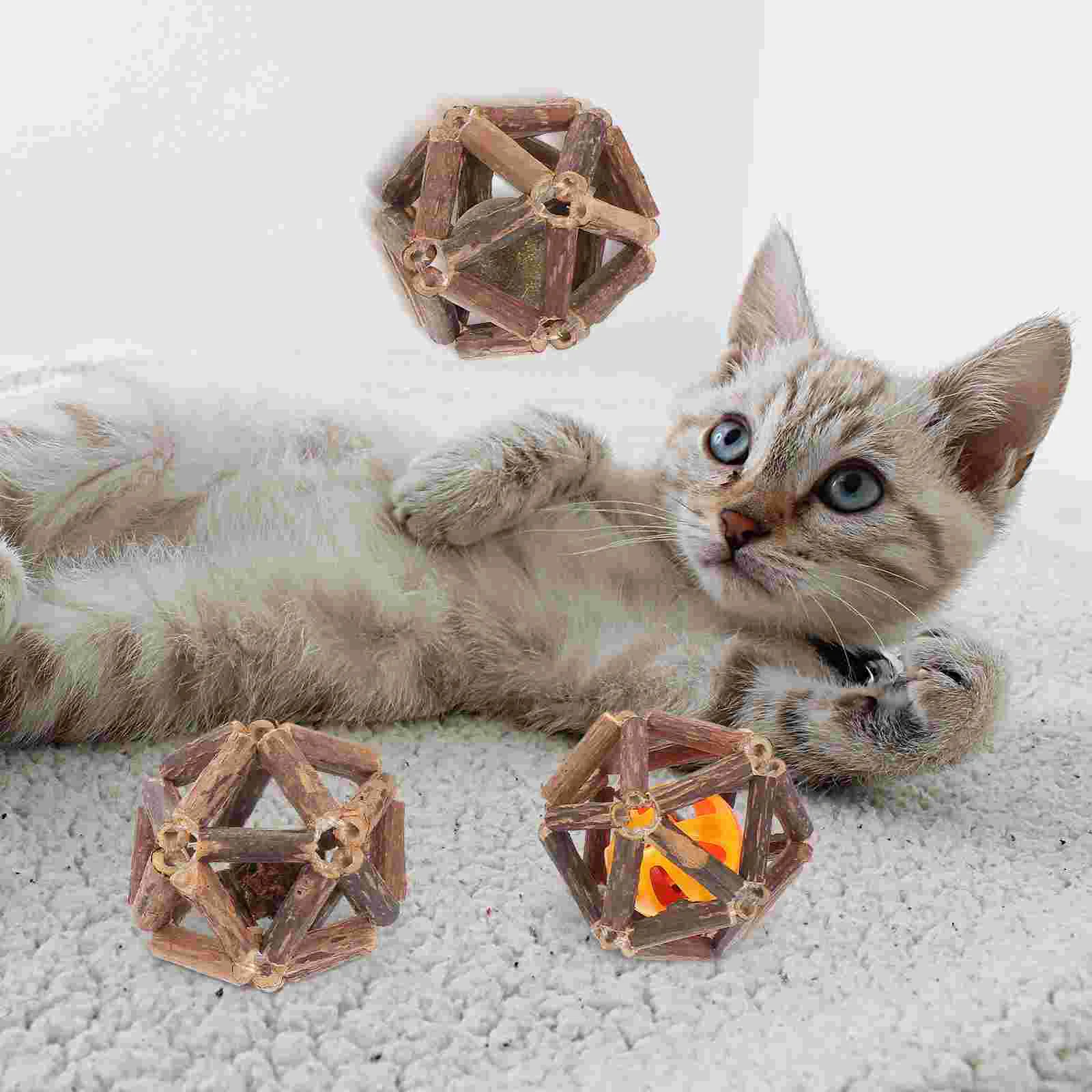 3 Pcs Cat Toy Ball Kitten Interactive Catnip Toys Pet Balls for Educational Chew The