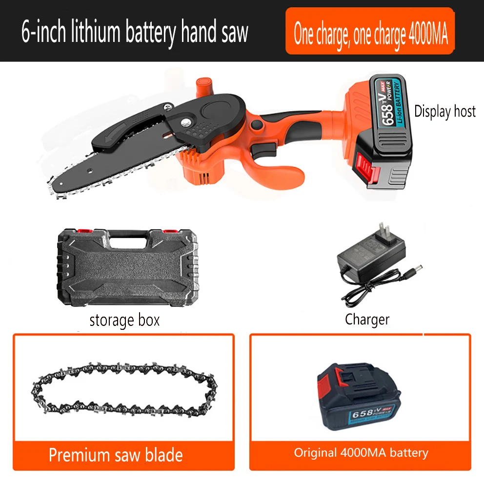 

6-inch chain saw/lithium battery electric saw/house decoration/outdoor cleaning/tree felling/convenient and applicable