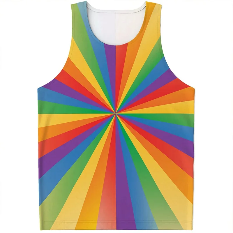 Fashion Rainbow Flower 3D Printed Tank Top For Men Summer Cool Street T-shirt Quick Dry Vest Tops Oversized Sleeveless Tees