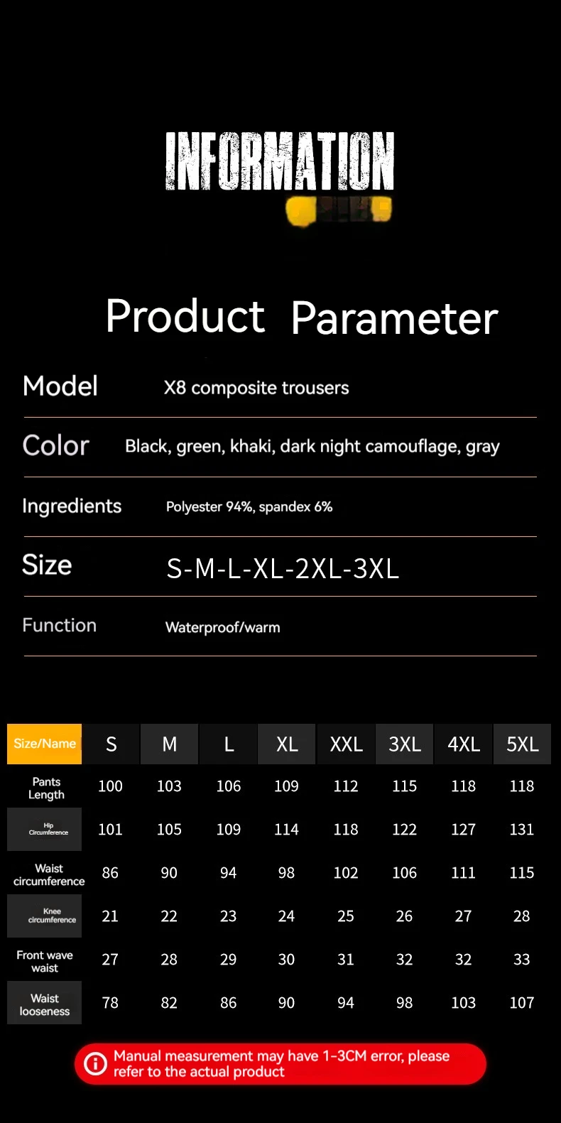 Mens Outdoor Softshell Trousers Windproof Waterproof Warm Military Camping Multi Pocket Casual Pants