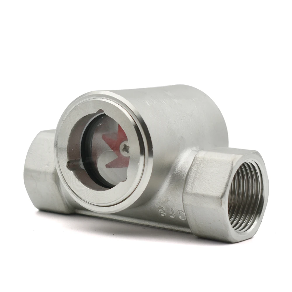 1/4 "3/8" 1/2 "3/4" 1 "1-1/2" 2 "BSPT Internal Thread 304 Stainless Steel Window Mirror Flow Indicator With Impeller, Oil-water