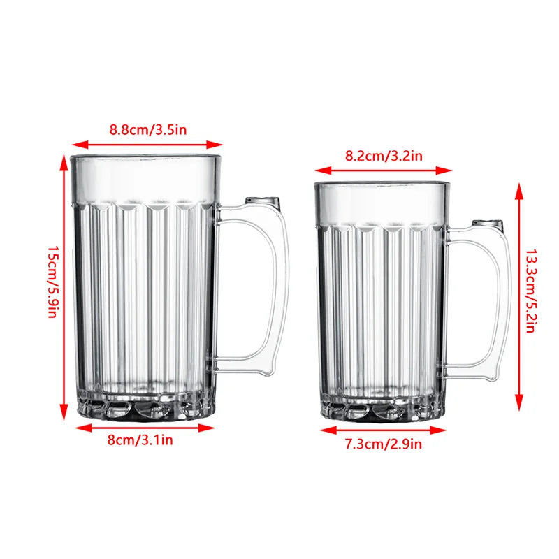 Tasse d'eau transparente en acrylique, 400ml/600ml, 1 pièce, tasse de bière Anti-chute de grande capacité, pour la maison, le bureau, le Bar, le thé, le jus, le café