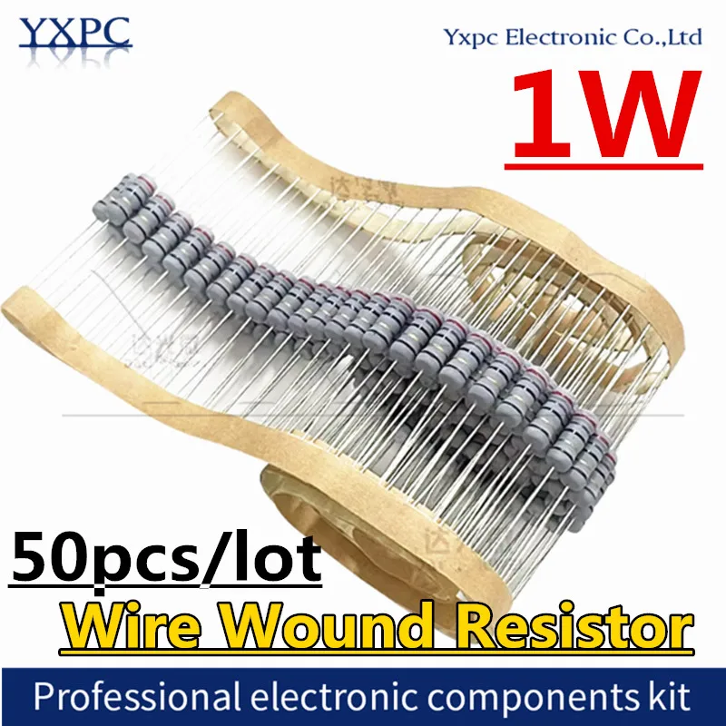 50pcs 1W Wire-wound Fuse Resistance 5% 10 20 22 33 39 47 51 56 68 100 Ohm Wire Wound Resistor 10R 20R 22R 33R 39R 47R 68R 100R