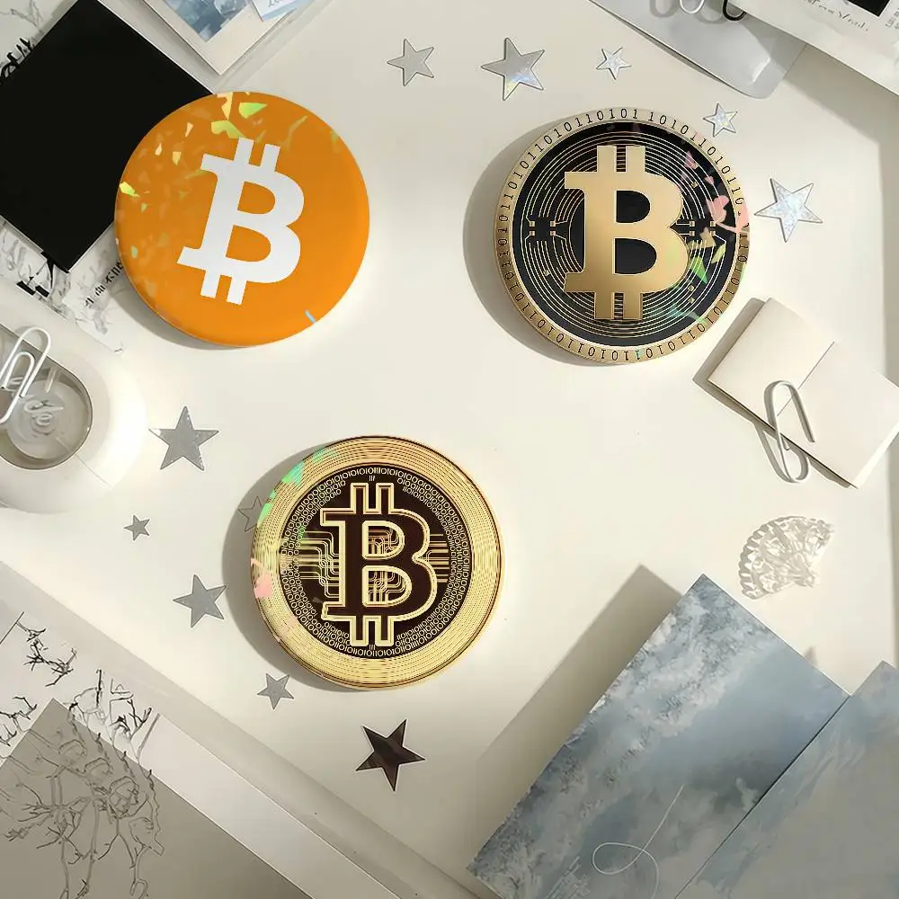 B-Bitcoin Laser Badge Pins Handmade Brooches for Backpack Gifts Bag Decor Fans Collect