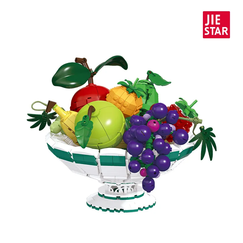1294 pièces Blocs de construction décoratifs en forme de fruits simulés (Pomme, Fraise, Orange, Raisin) – Ornements de bureau, Jouets, Cadeaux de fêtes